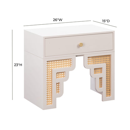 Cube Cream & Rattan Nightstand