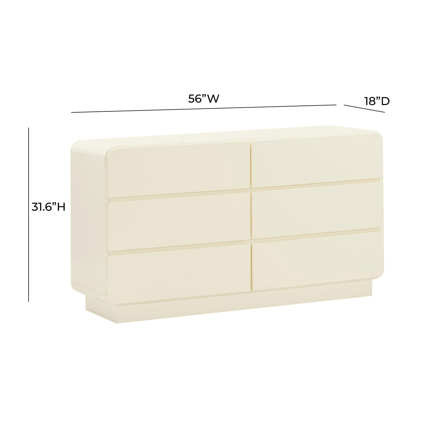 baila cream 6-drawer dresser