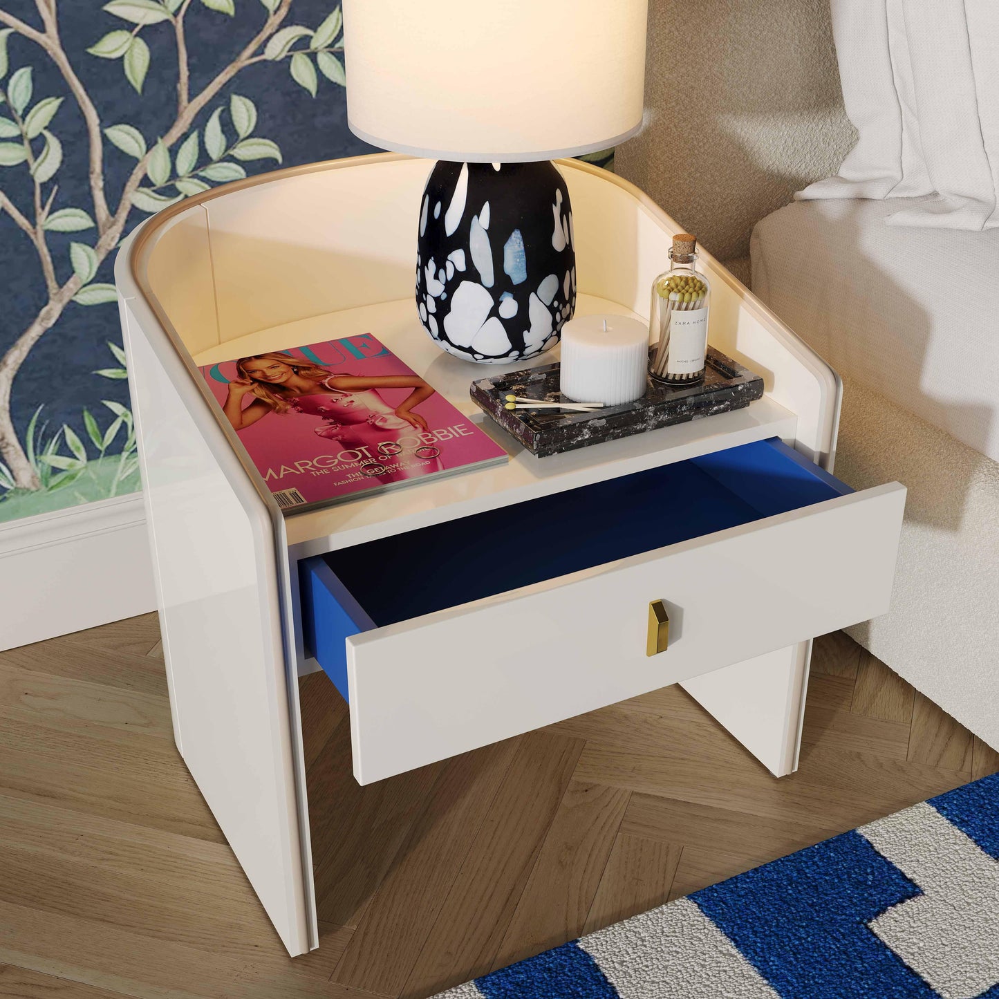 amara cream lacquer nightstand