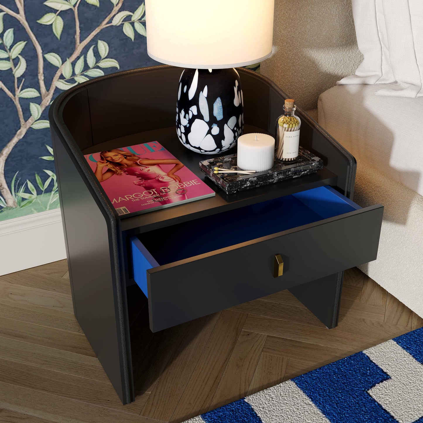 amara black lacquer nightstand