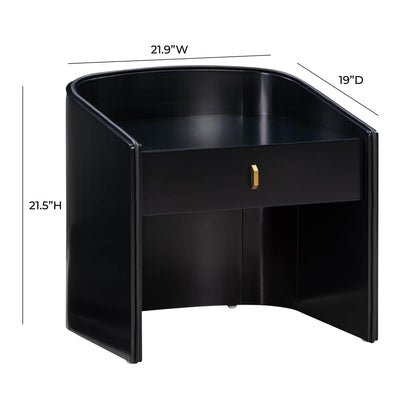 Amara Black Lacquer Nightstand