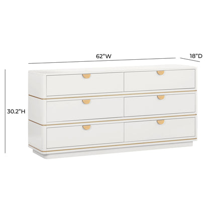 Lucy Cream 6 Drawer Dresser