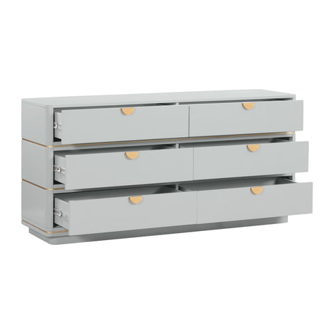Lucy Grey 6 Drawer Dresser