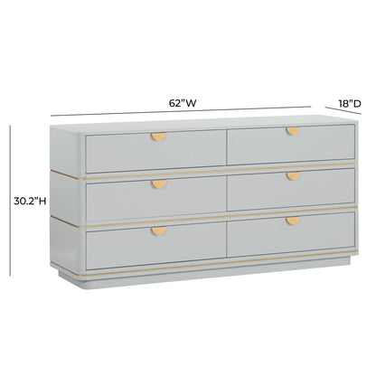 Lucy Grey 6 Drawer Dresser