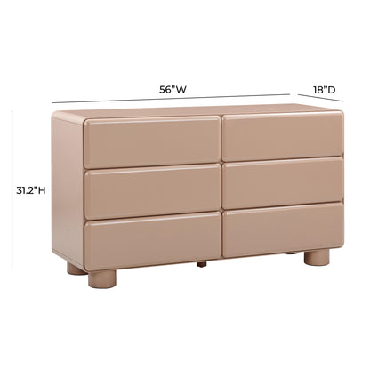 Evora Taupe 6-Drawer Dresser