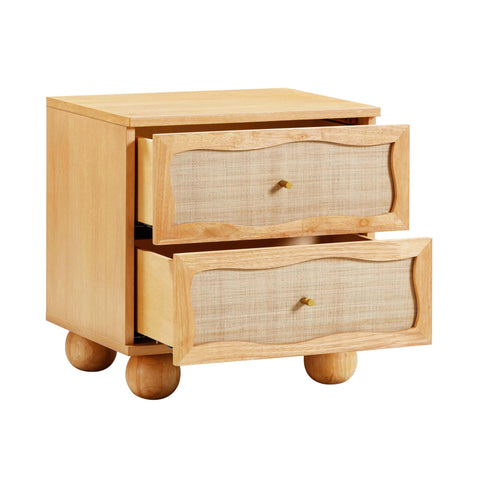 Rosalie Laurent 22" Wood &amp; Raffia Wavy 2-Drawer Nightstand - image 5