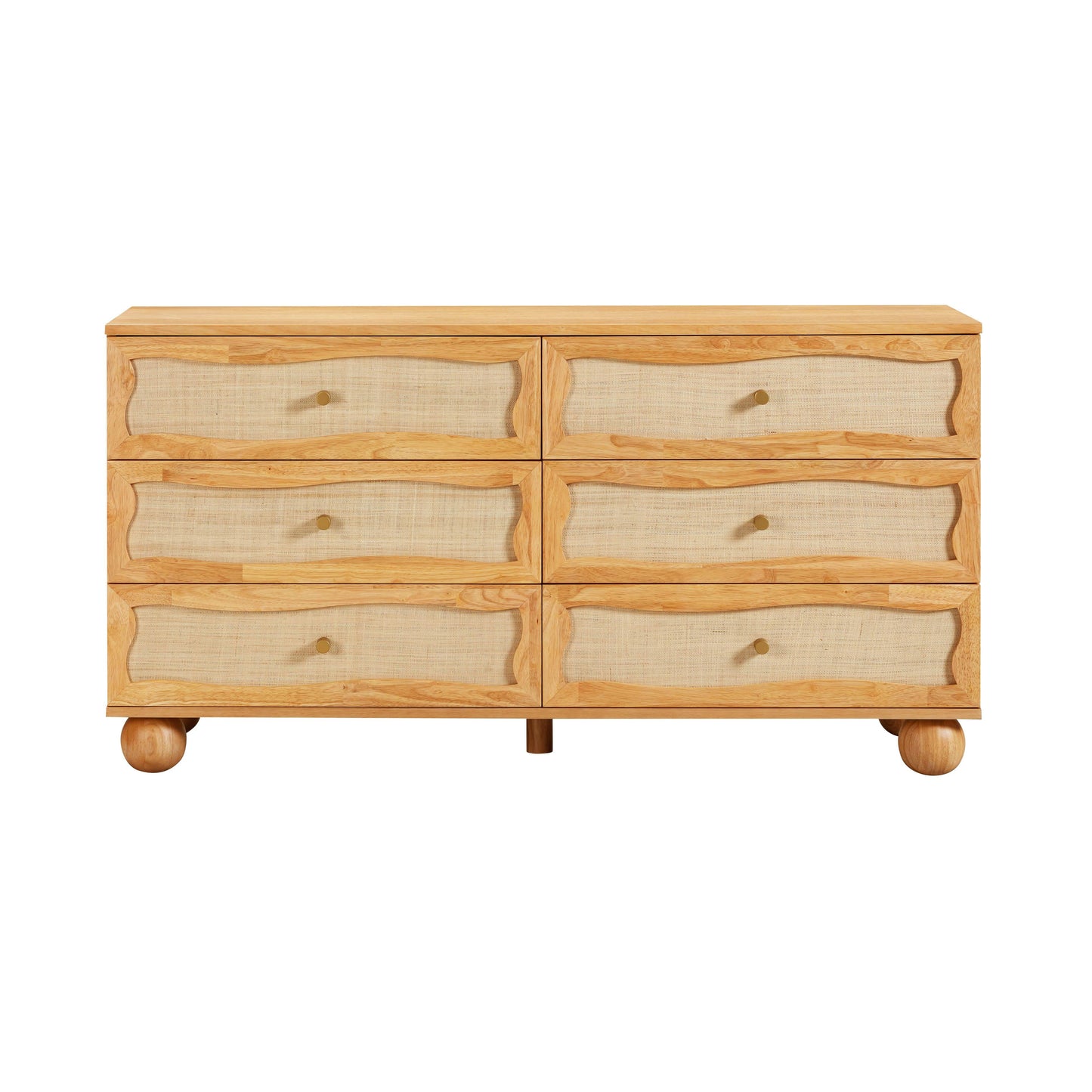 leaf natural wood & rattan wavy dresser