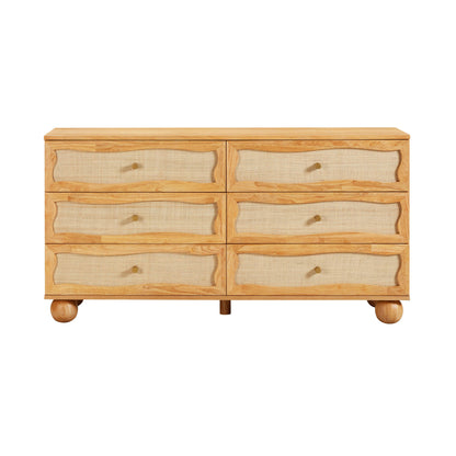 Leaf Natural Wood & Rattan Wavy Dresser