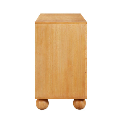 Leaf Natural Wood & Rattan Wavy Dresser