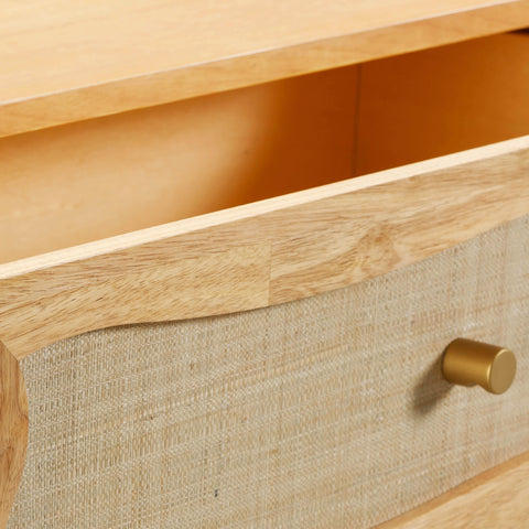 Rosalie Laurent 62" Natural Wood &amp; Raffia Wavy 6-Drawer Dresser - image 5