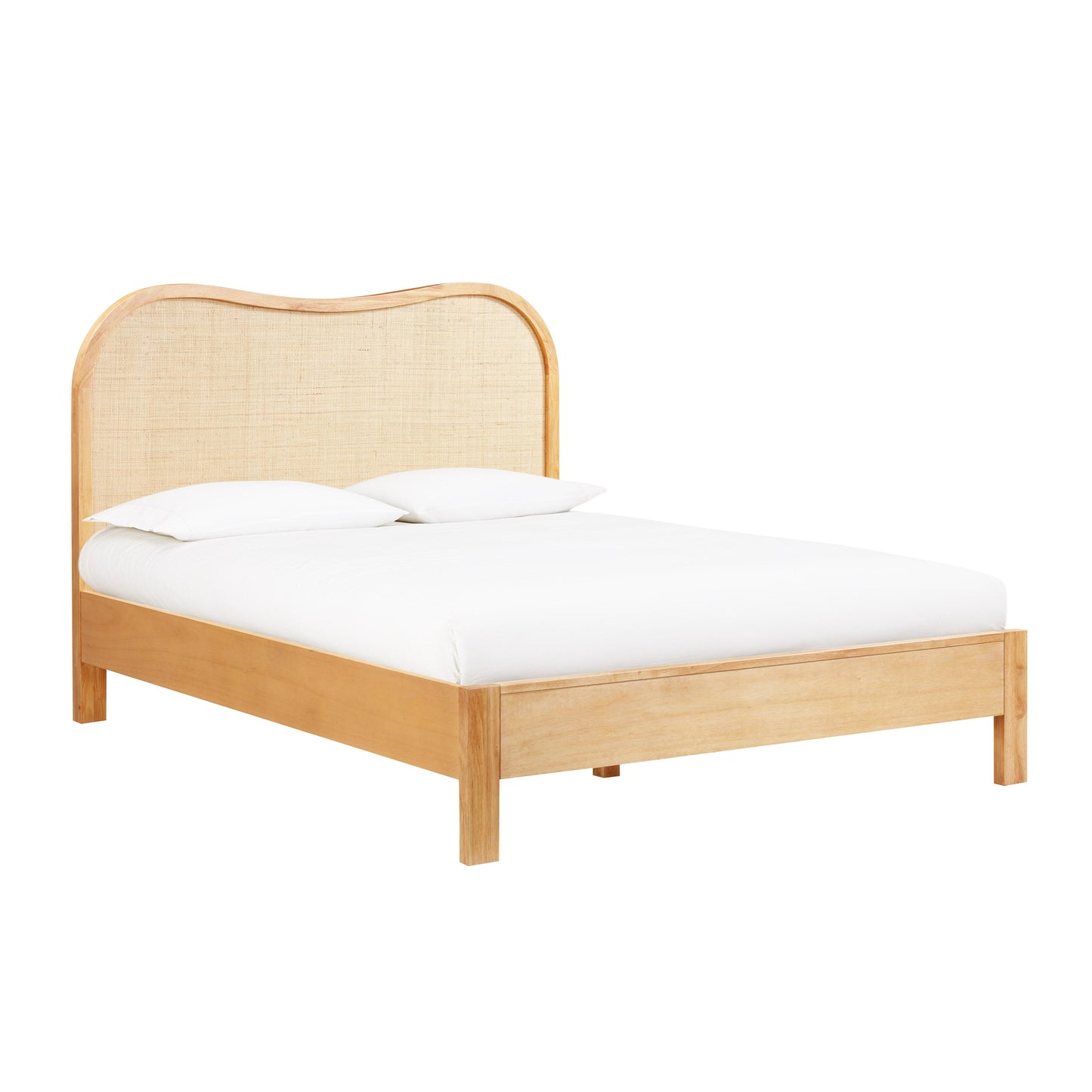 leaf natural wood & rattan queen bed