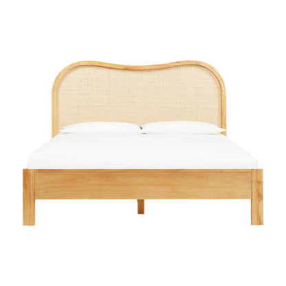 Leaf Natural Wood & Rattan Queen Bed