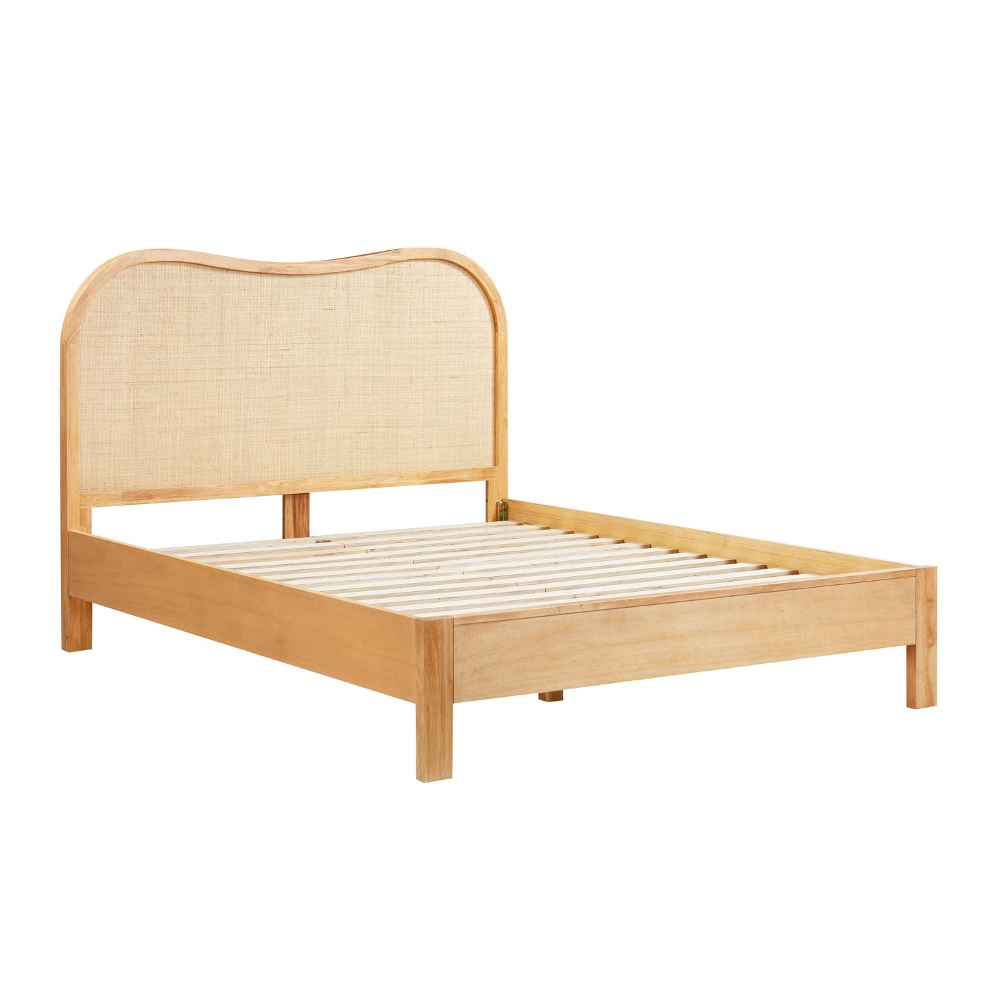 leaf natural wood & rattan queen bed