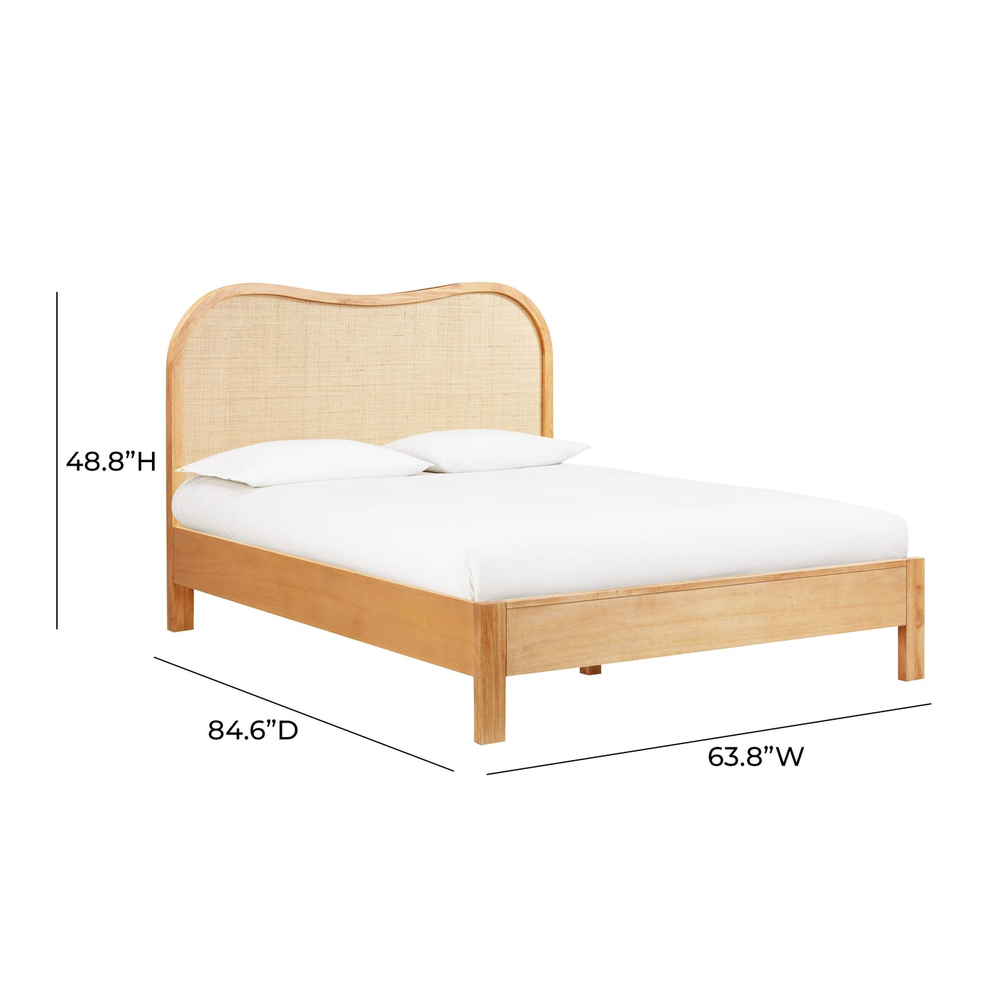 leaf natural wood & rattan queen bed