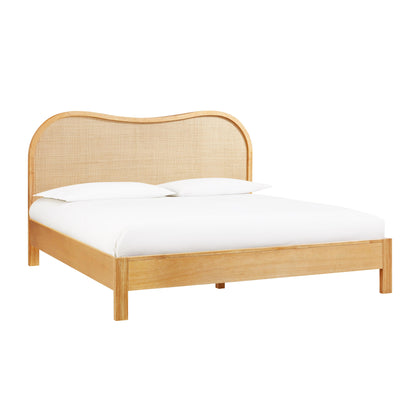 Leaf Natural Wood & Rattan King Bed