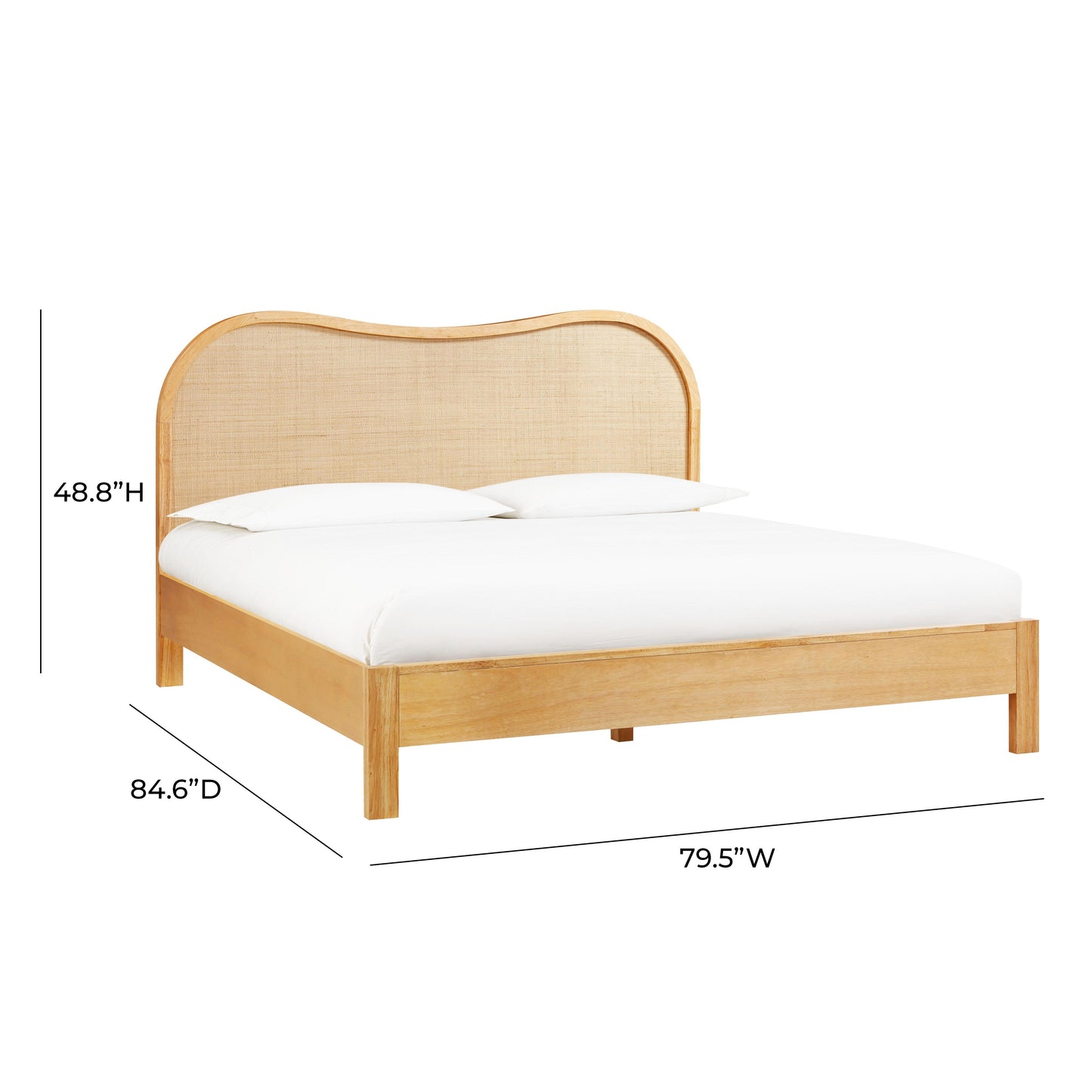 leaf natural wood & rattan king bed