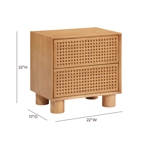 Giselle Orleans 22" Natural Wood 2-Drawer Nightstand - image 8