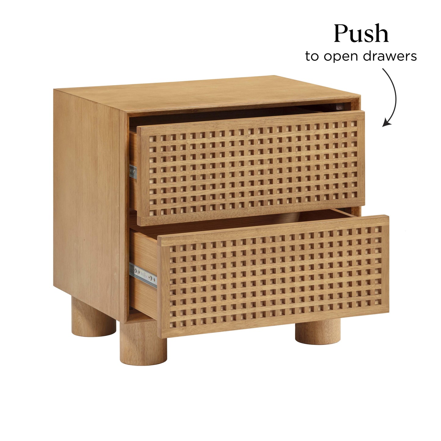 leaf natural rubberwood nightstand