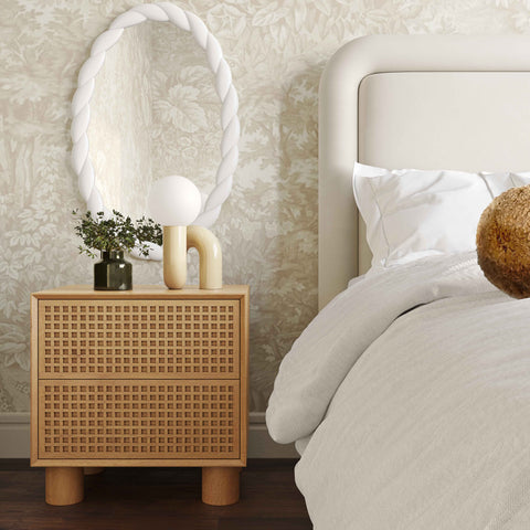 Giselle Orleans 22" Natural Wood 2-Drawer Nightstand - image 2