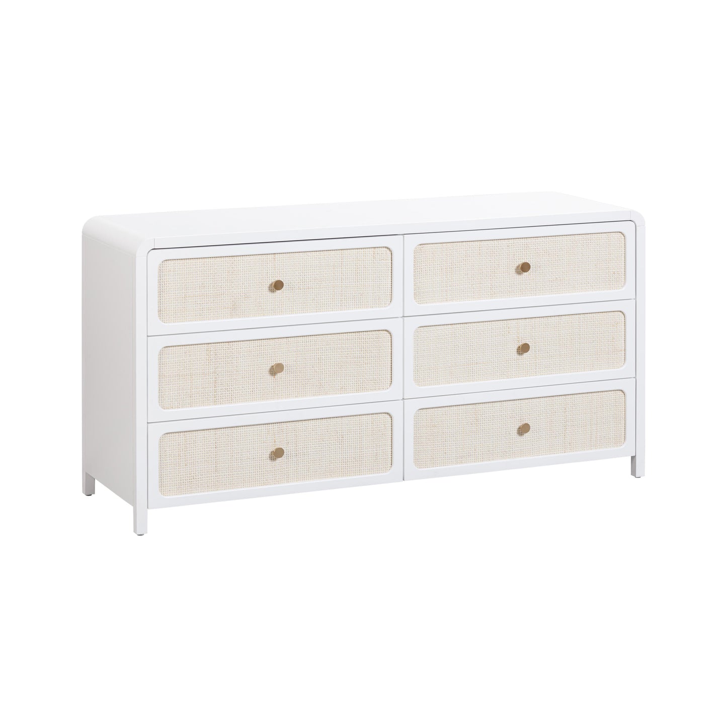 tov white rattan 6 drawer dresser