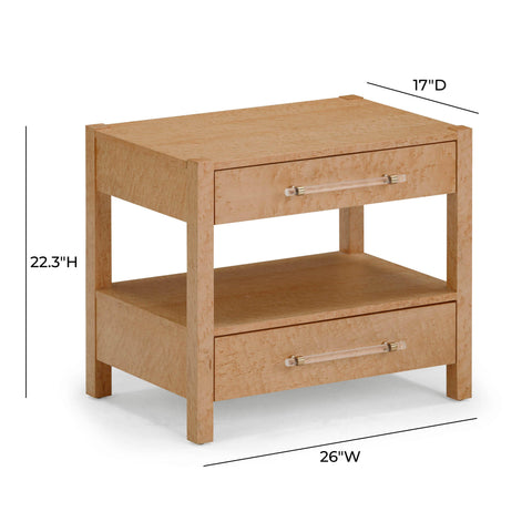 Valentina Capri 26" Burl 2-Drawer Nightstand - image 10