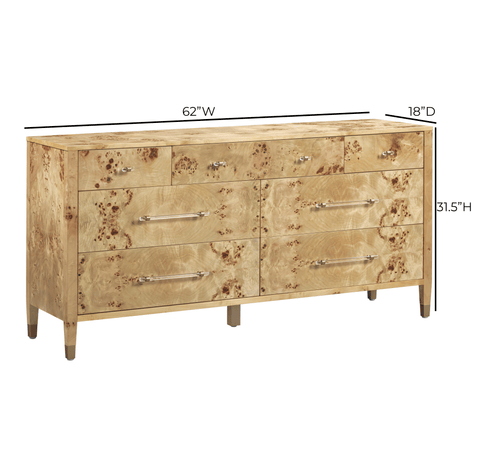 Valentina Capri 62" Burl 7-Drawer Dresser - image 9