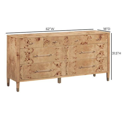 Valentina Capri 62" Burl 7-Drawer Dresser - image 9