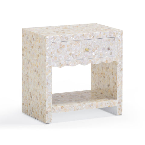 Colette Rivoli 22" Natural Mother of Pearl Inlaid Nightstand With Drawer - image 3