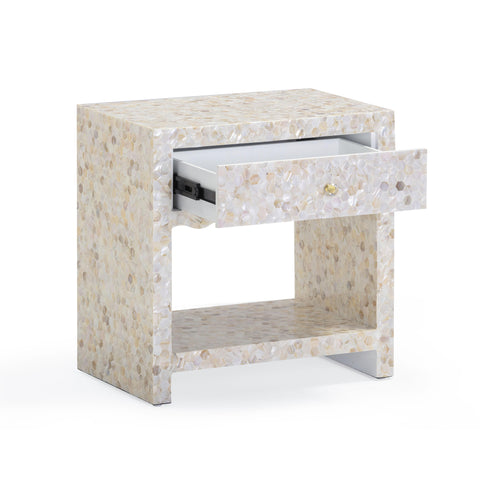 Colette Rivoli 22" Natural Mother of Pearl Inlaid Nightstand With Drawer - image 4