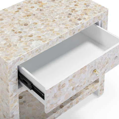 Colette Rivoli 22" Natural Mother of Pearl Inlaid Nightstand With Drawer - image 6