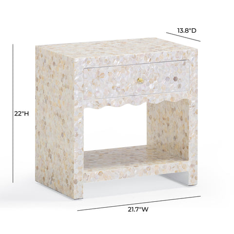 Colette Rivoli 22" Natural Mother of Pearl Inlaid Nightstand With Drawer - image 8