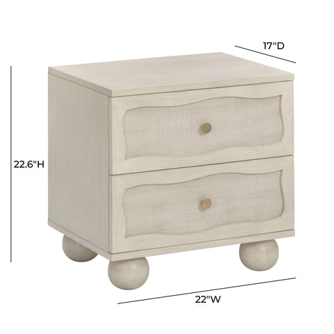 Rosalie Laurent 22" Wood &amp; Raffia Wavy 2-Drawer Nightstand - image 8