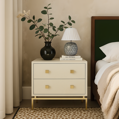 Arielle Rivoli 25" Faux Shagreen 2-Drawer Nightstand - image 2