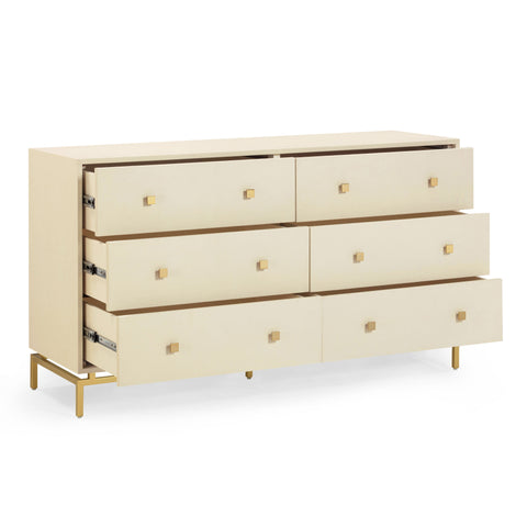 Arielle Rivoli 57" Faux Shagreen 6-Drawer Dresser - image 4