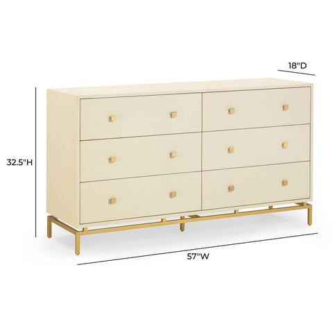 Arielle Rivoli 57" Faux Shagreen 6-Drawer Dresser - image 8
