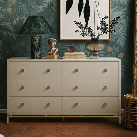 Arielle Rivoli 57" Faux Shagreen 6-Drawer Dresser - image 2