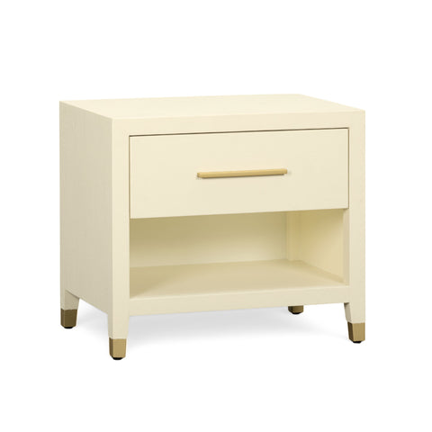 Alessia Devereux 25" Cream Faux Shagreen Nightstand with Drawer - image 3