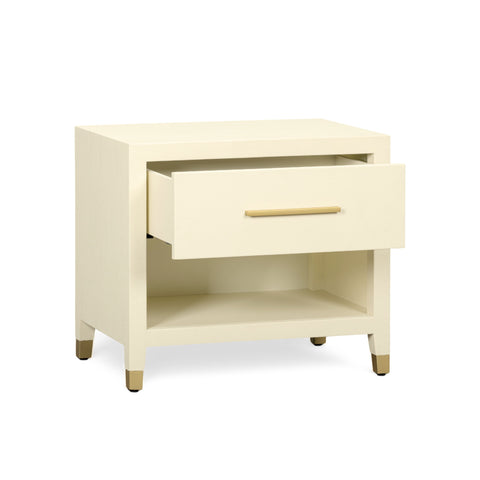 Alessia Devereux 25" Cream Faux Shagreen Nightstand with Drawer - image 4