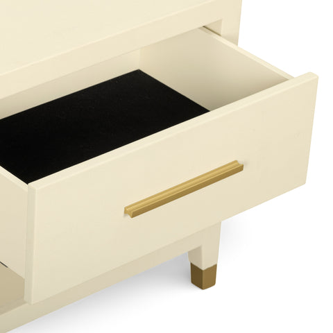 Alessia Devereux 25" Cream Faux Shagreen Nightstand with Drawer - image 5