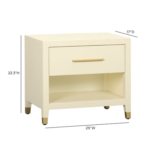 Alessia Devereux 25" Cream Faux Shagreen Nightstand with Drawer - image 7