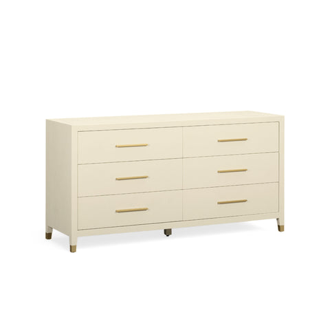 Alessia Devereux 62" Cream Faux Shagreen 6-Drawer Dresser - image 3