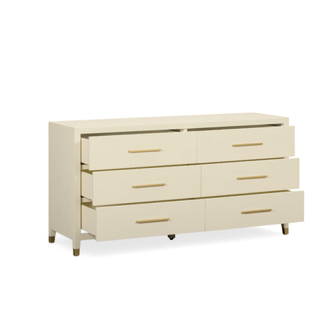 Alessia Devereux 62" Cream Faux Shagreen 6-Drawer Dresser - image 4