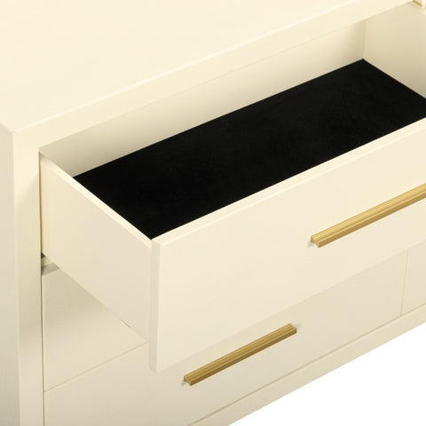 Alessia Devereux 62" Cream Faux Shagreen 6-Drawer Dresser - image 6