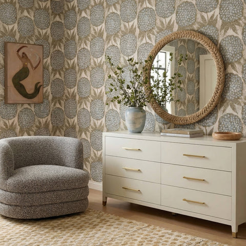Alessia Devereux 62" Cream Faux Shagreen 6-Drawer Dresser - image 2