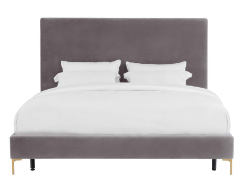 Macie Grey Velvet Bed in King
