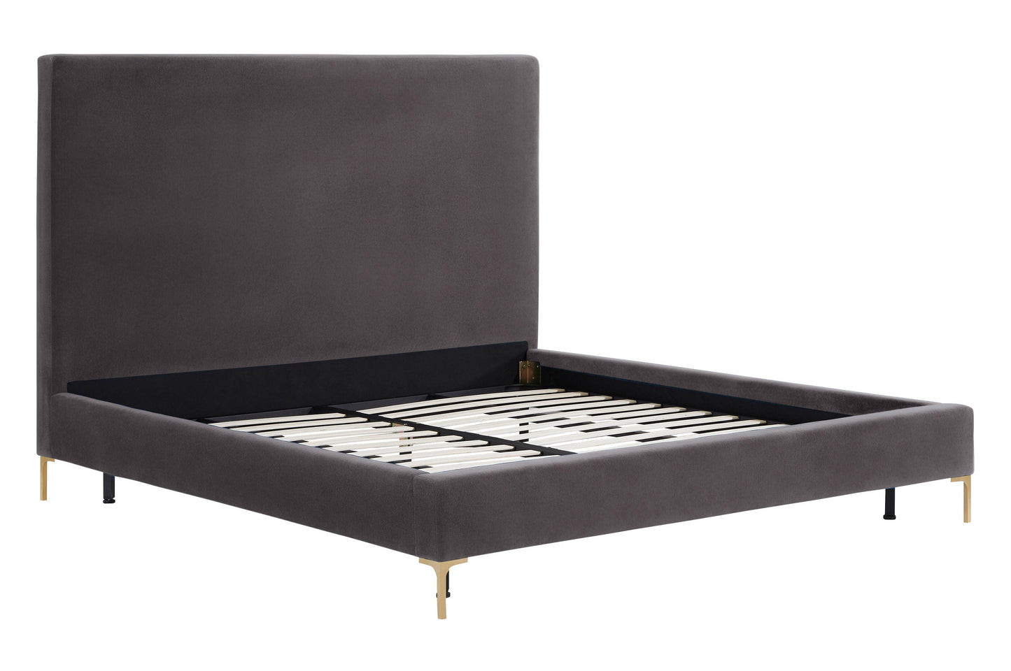 macie grey velvet bed in king