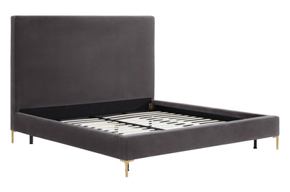 Macie Grey Velvet Bed in King