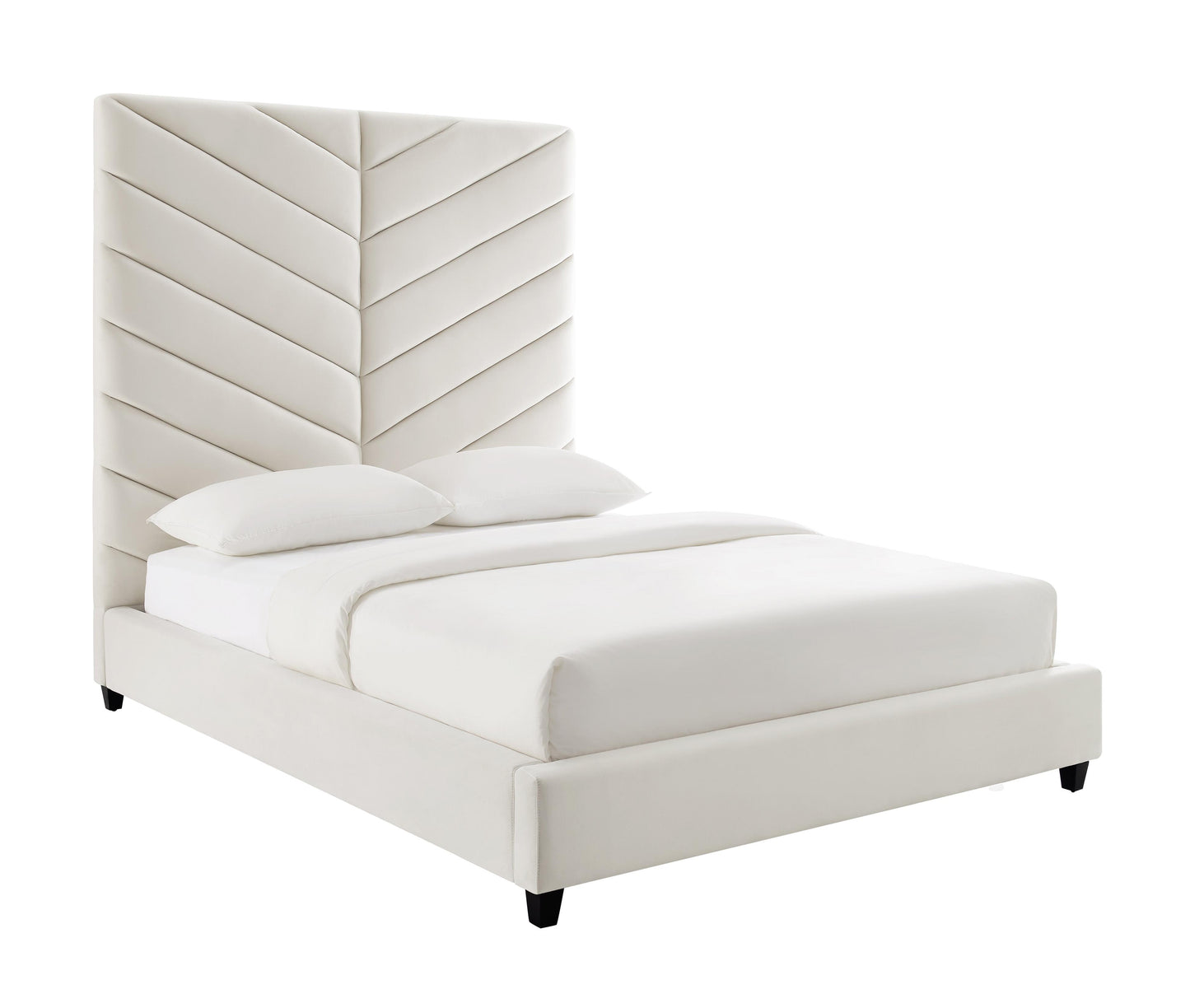 tov cream velvet bed in king