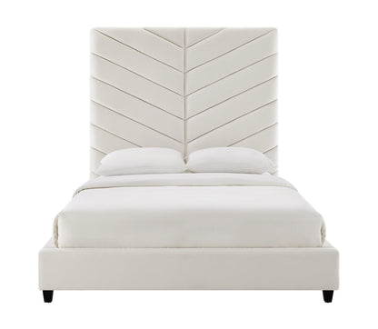 TOV Cream Velvet Bed in King