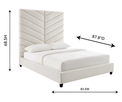 TOV Cream Velvet Bed in King